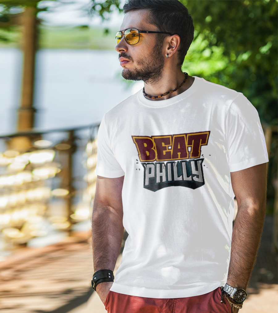 Beat Philly Burgundy Gold Cracked Block Shattered Debris T-Shirt