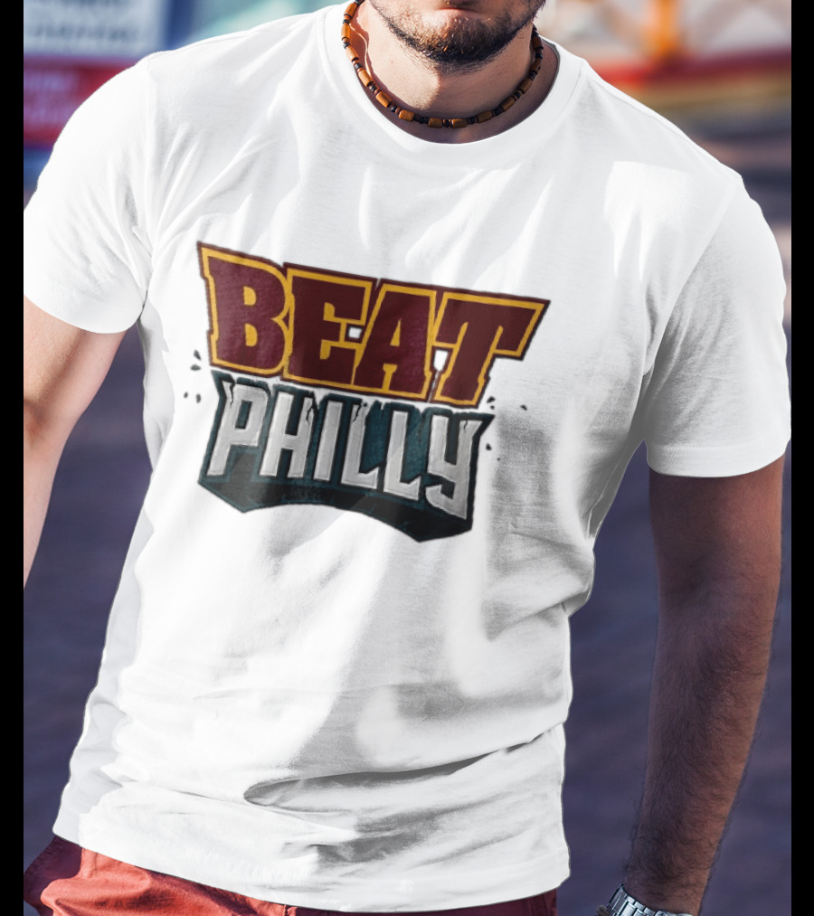 Beat Philly Burgundy Gold Cracked Block Shattered Debris T-Shirt
