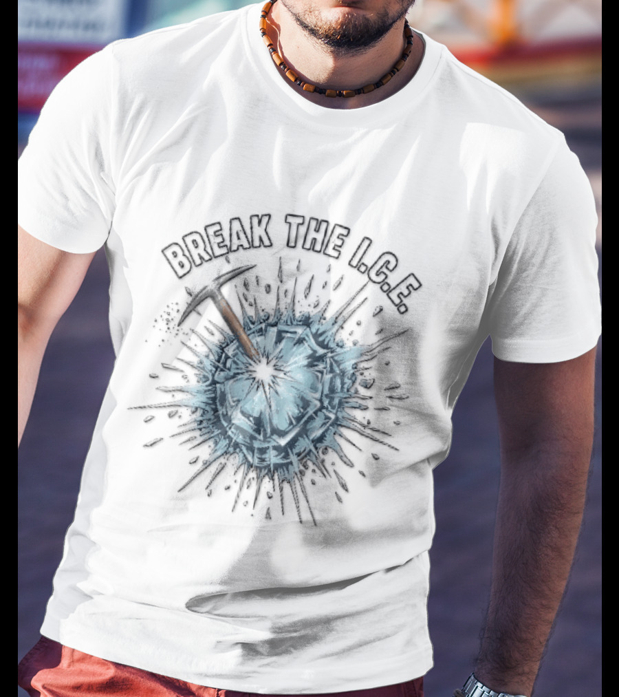 Break The Ice Pickaxe Shattering Frozen Sphere Splatter Shards T-Shirt
