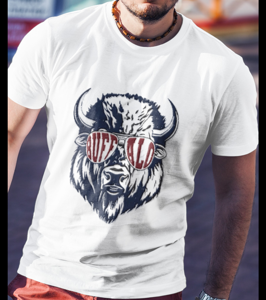 Buffalo Distressed Bison Aviator Sunglasses T-Shirt