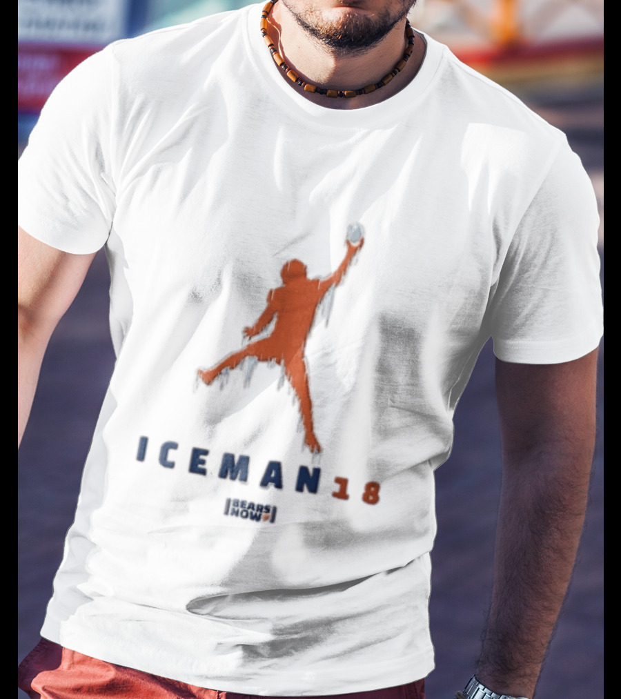 Chicago Bears Iceman 18 Now Frozen Football Player Jumpman Pose Icicles T-Shirt