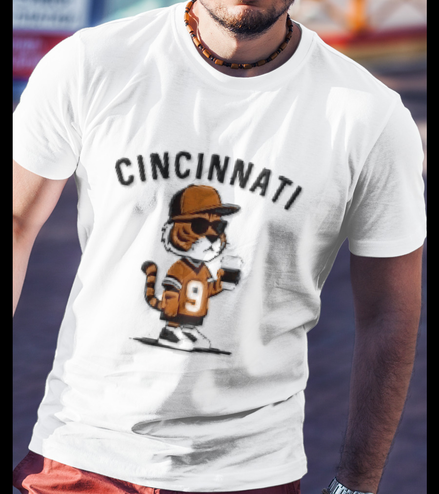 Cincinnati Bengals Cartoon Tiger Sunglasses Jersey Coffee Cup T-Shirt