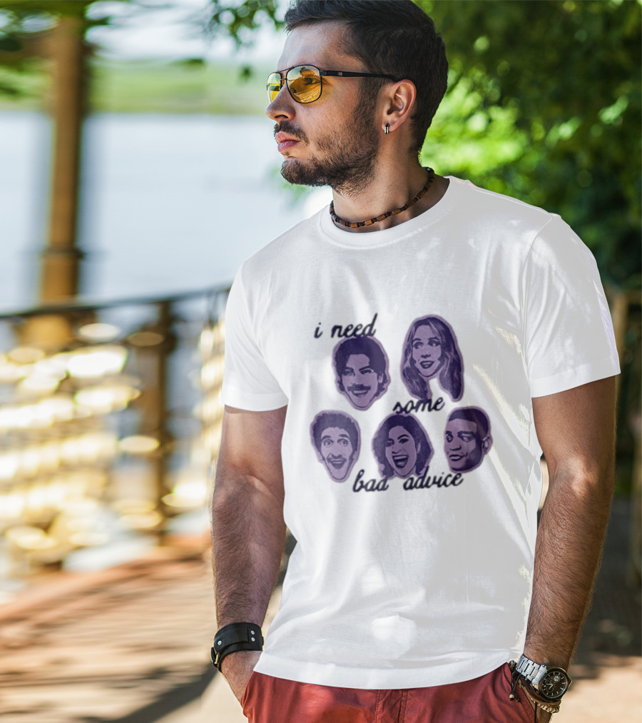 I Need Some Bad Advice Purple Monochromatic Five People Head Cutouts T-Shirt