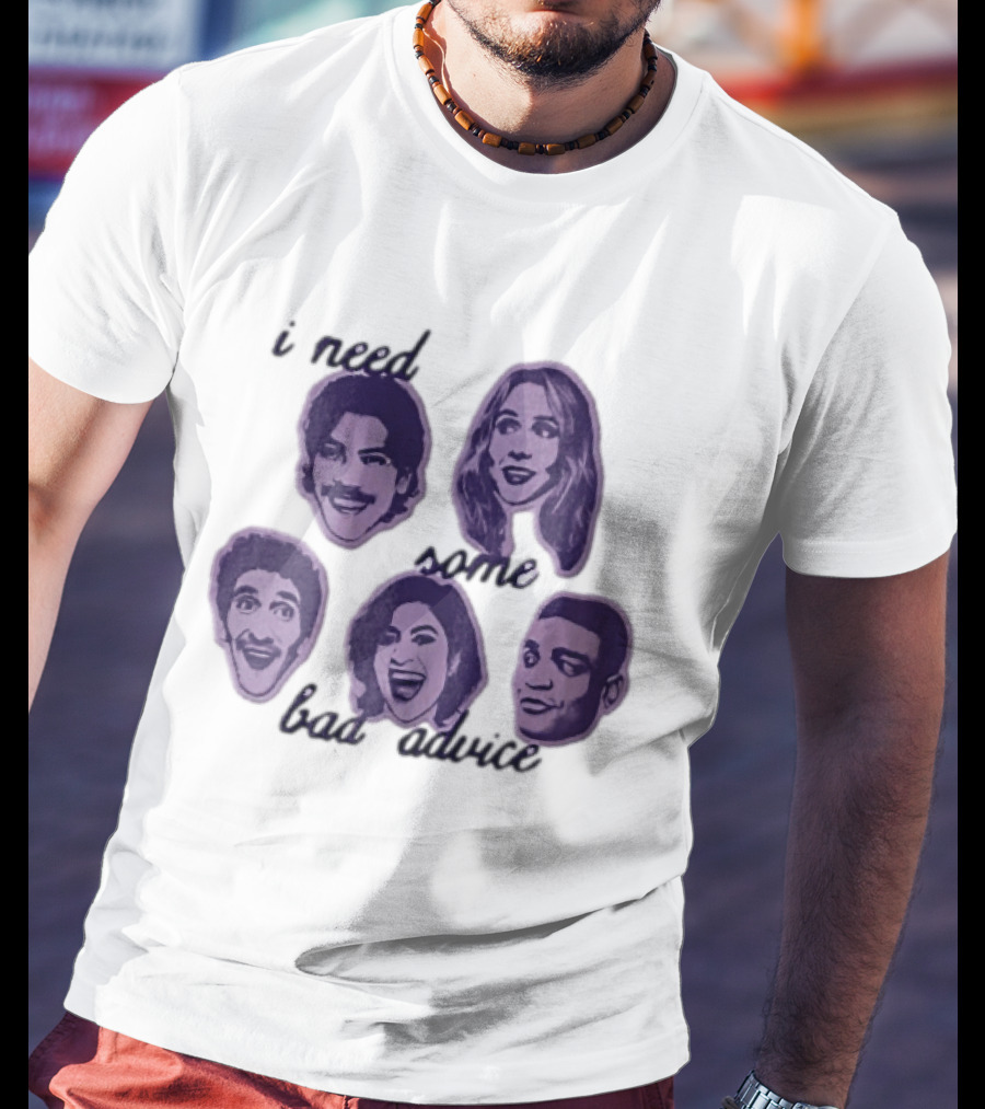 I Need Some Bad Advice Purple Monochromatic Five People Head Cutouts T-Shirt