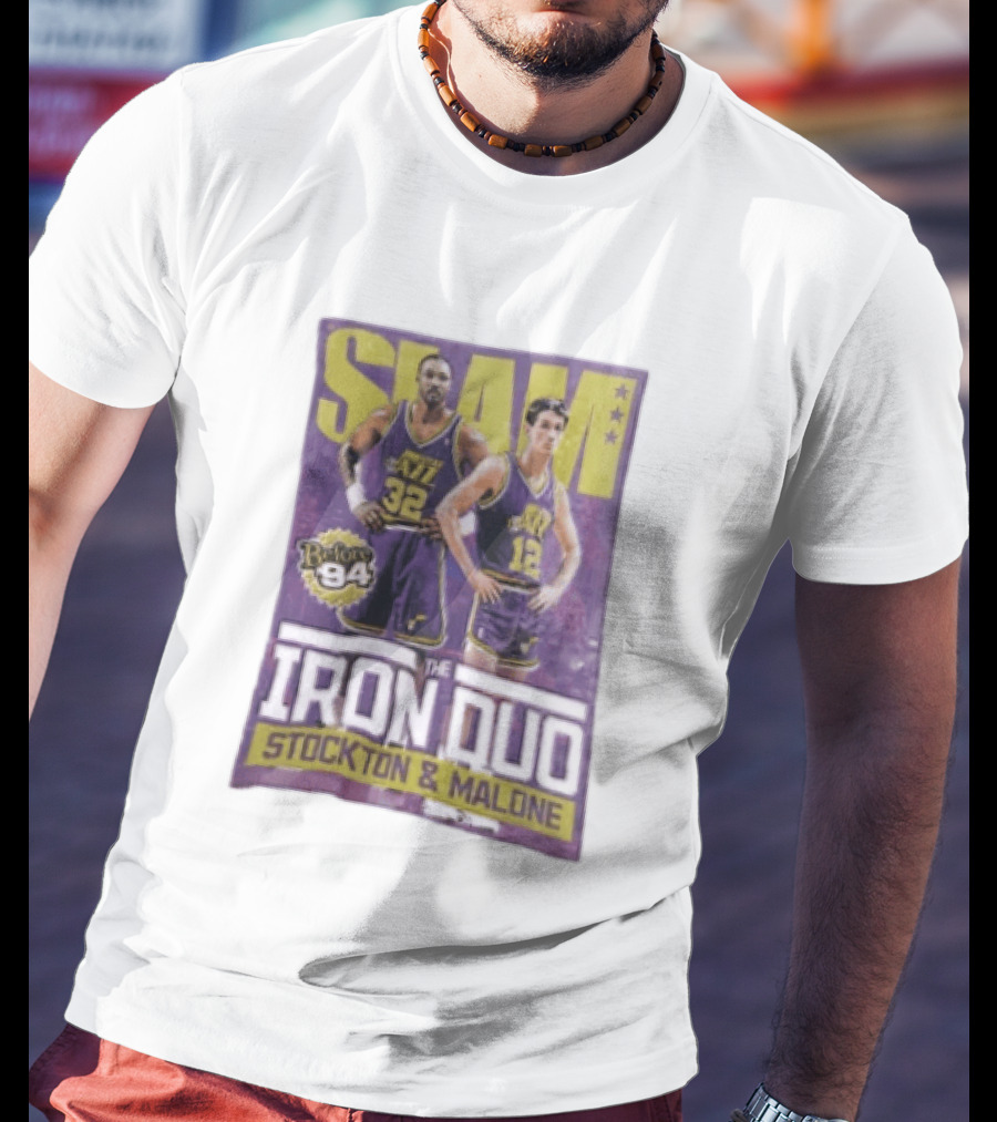 Slam Utah Jazz Before 94 Iron Duo Stockton Malone T-Shirt