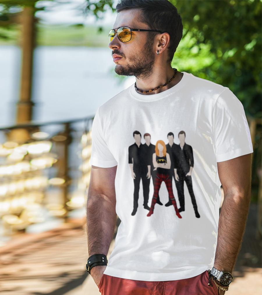 Vector Alternative Rock Band With Bat Symbol And Checkered Pants T-Shirt