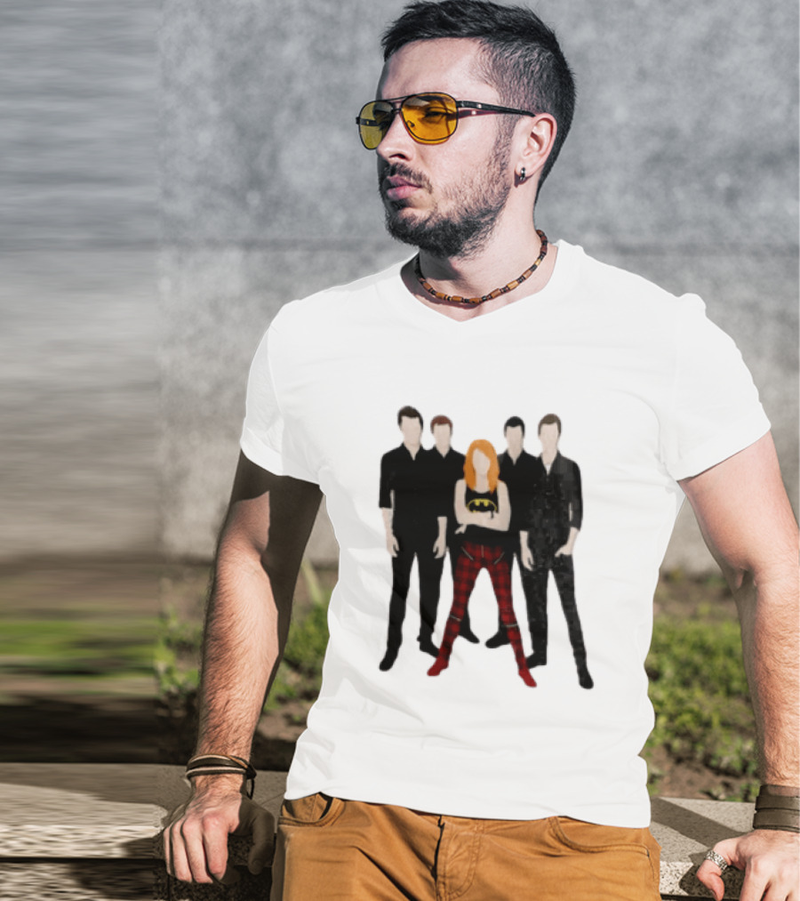 Vector Alternative Rock Band With Bat Symbol And Checkered Pants T-Shirt