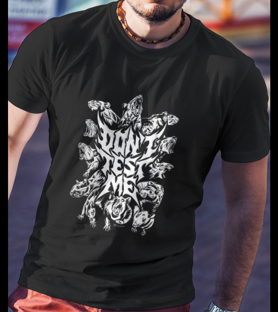 Anticarnist Don't Test Me Snarling Rats Metal Line Symmetrical T-Shirt