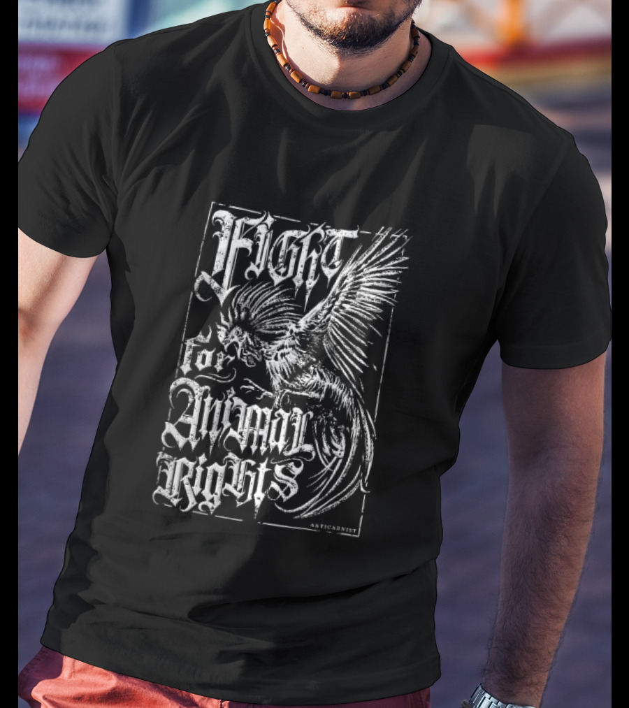 Anticarnist Fight For Animal Rights Aggressive Rooster Gothic T-Shirt