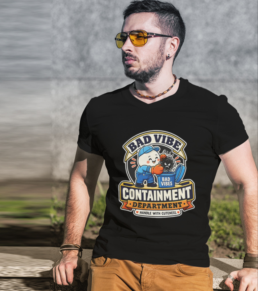 Bad Vibe Containment Department Handle With Cuteness T-Shirt