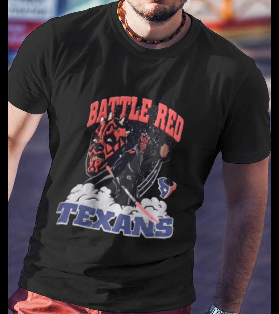 Battle Red Texans Football Star Wars Darth Maul NFL T-Shirt