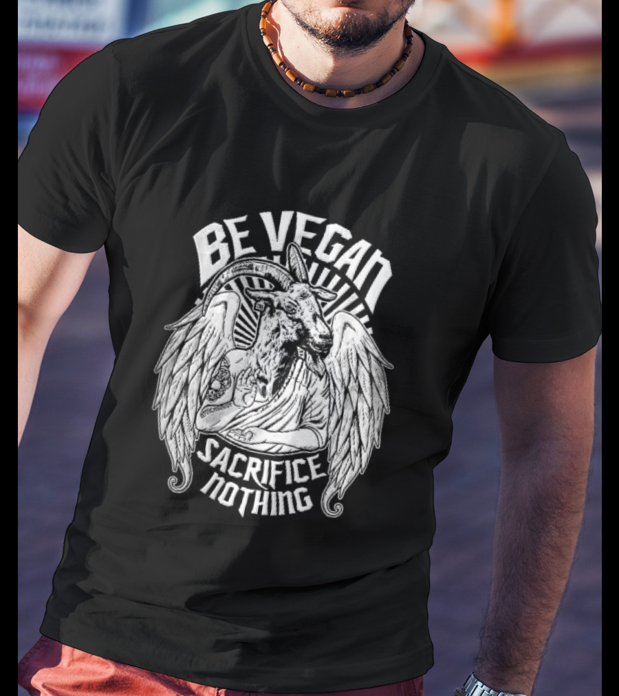 Be Vegan Sacrifice Nothing Anticarnist Winged Goat Third Eye Line T-Shirt