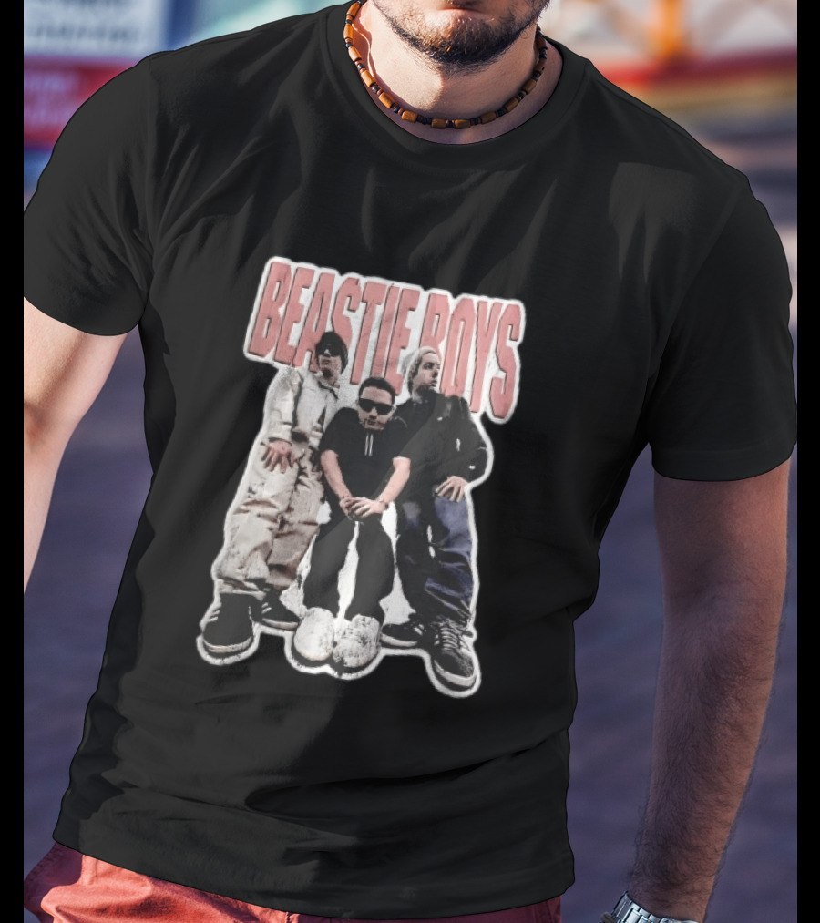 BEASTIE BOYS Three Band Members Group Photo Distressed Bootleg T-Shirt