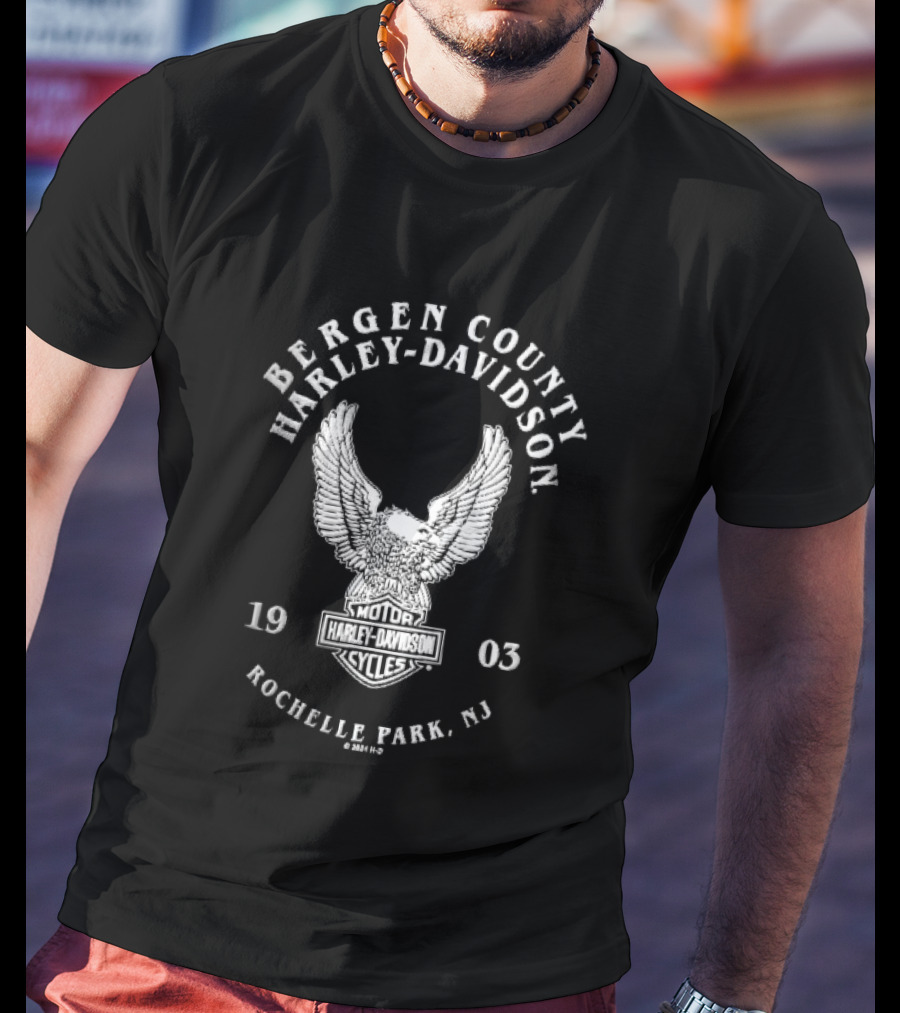 Bergen County Harley Davidson Motor Cycles Eagle Wings Rochelle Park NJ 1903 T-Shirt