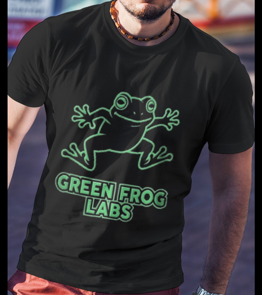 Green Frog Labs Cartoon Sprawling Amphibian Line T-Shirt