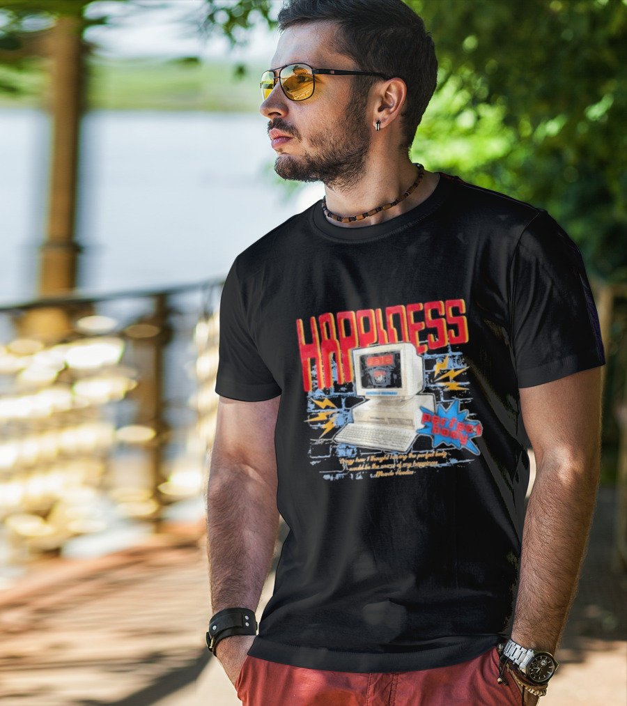 Happiness Perfect Body Retro Computer Lightning Bolts T-Shirt