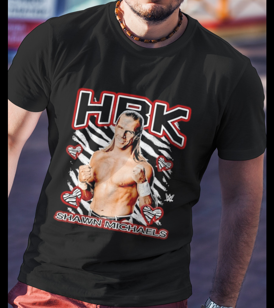 HBK Shawn Michaels Zebra Heart Hearts And Stripes T-Shirt
