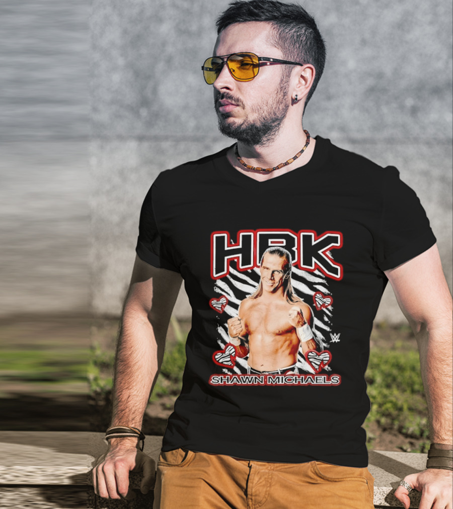 HBK Shawn Michaels Zebra Heart Hearts And Stripes T-Shirt