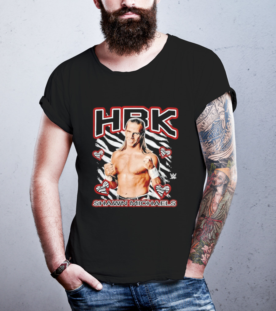 HBK Shawn Michaels Zebra Heart Hearts And Stripes T-Shirt