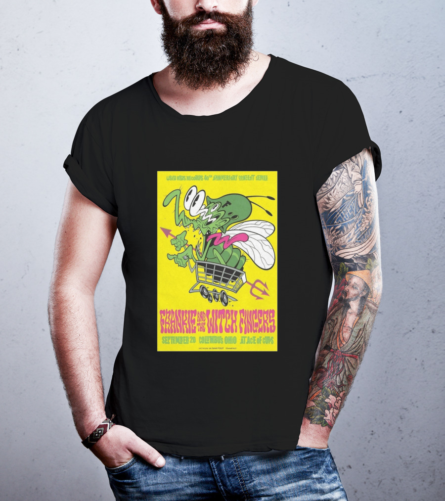 Used Kids Records 40th Anniversary Concert Series Frankie And The Witch Fingers September 20 Columbus Ohio At Ace Of Cups Artwork By Sam Fout T-Shirt