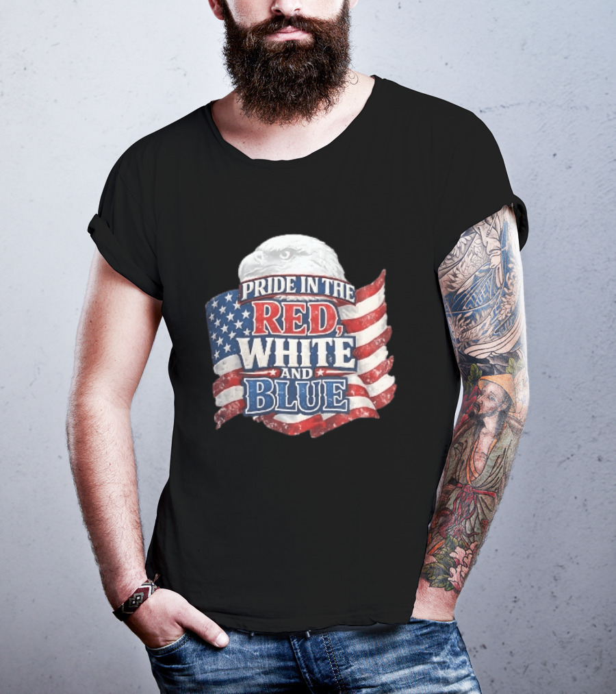 Pride In The Red White And Blue Bald Eagle American Flag T-Shirt
