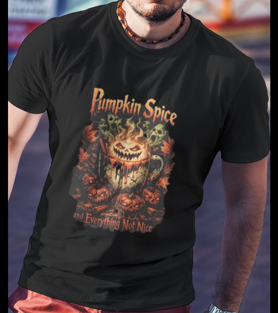 Pumpkin Spice And Everything Not Nice Evil With Ghosts And Skulls Steam T-Shirt