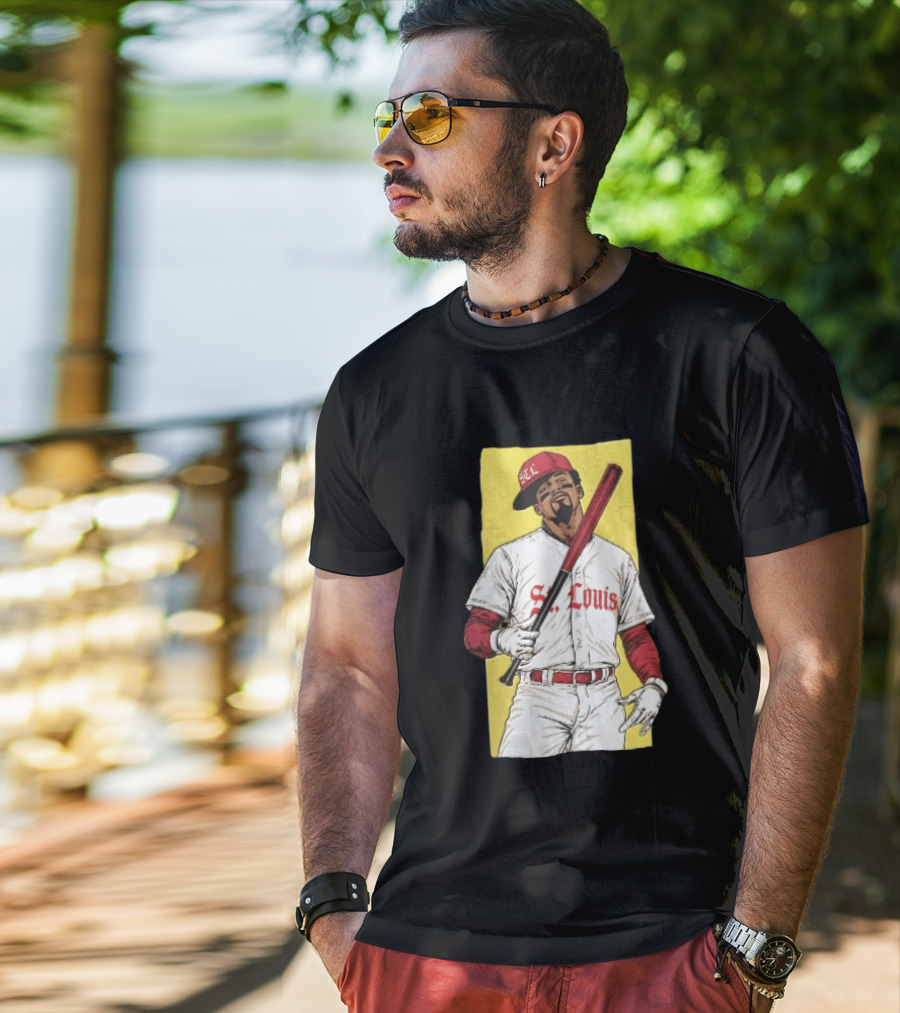 St Louis Cardinals STL Baseball Player Caricature With Bat T-Shirt