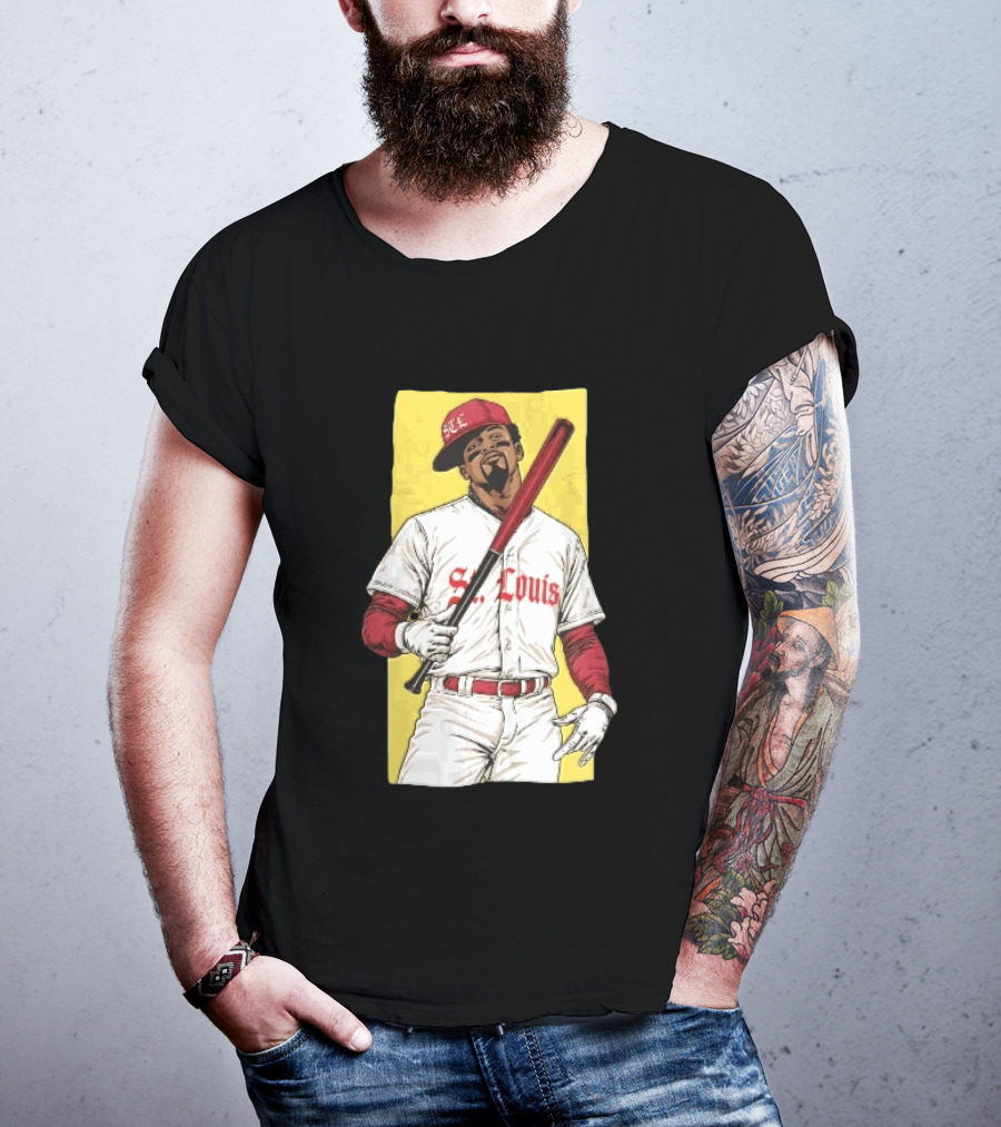 St Louis Cardinals STL Baseball Player Caricature With Bat T-Shirt