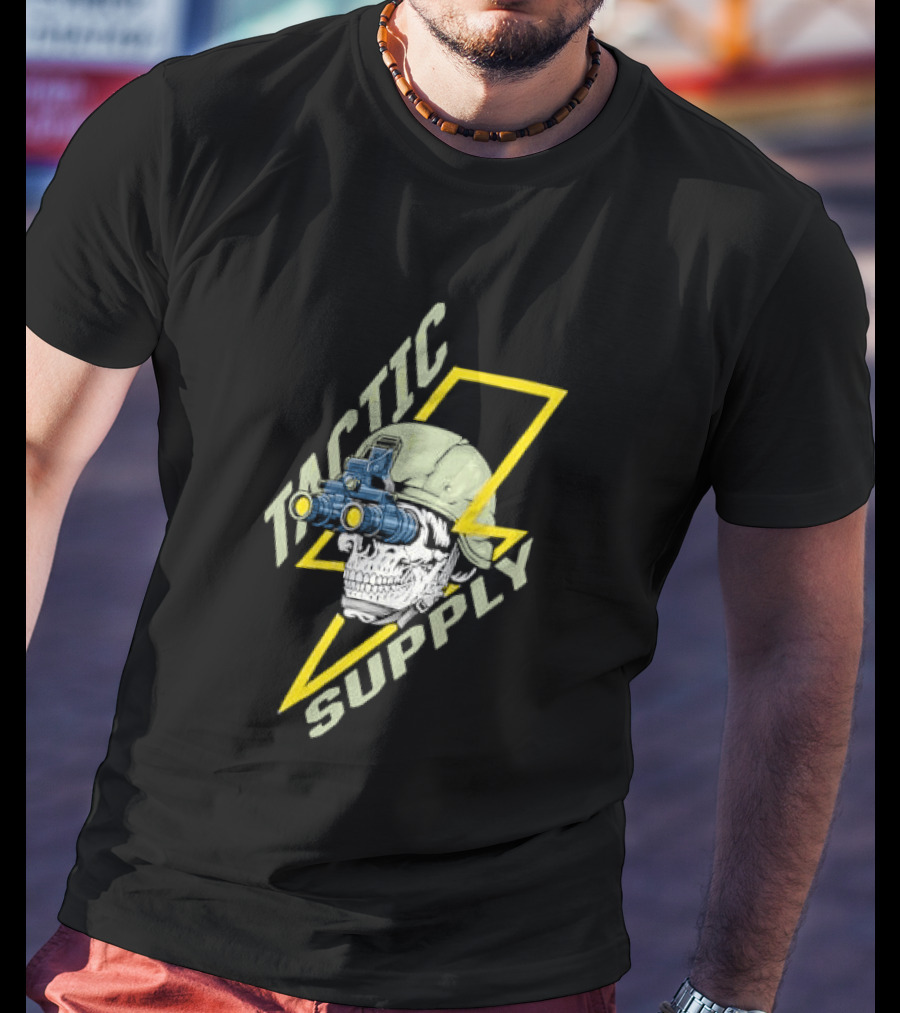 Tactical Skull Tactic Supply Night Vision Helmet Lightning Bolt T-Shirt