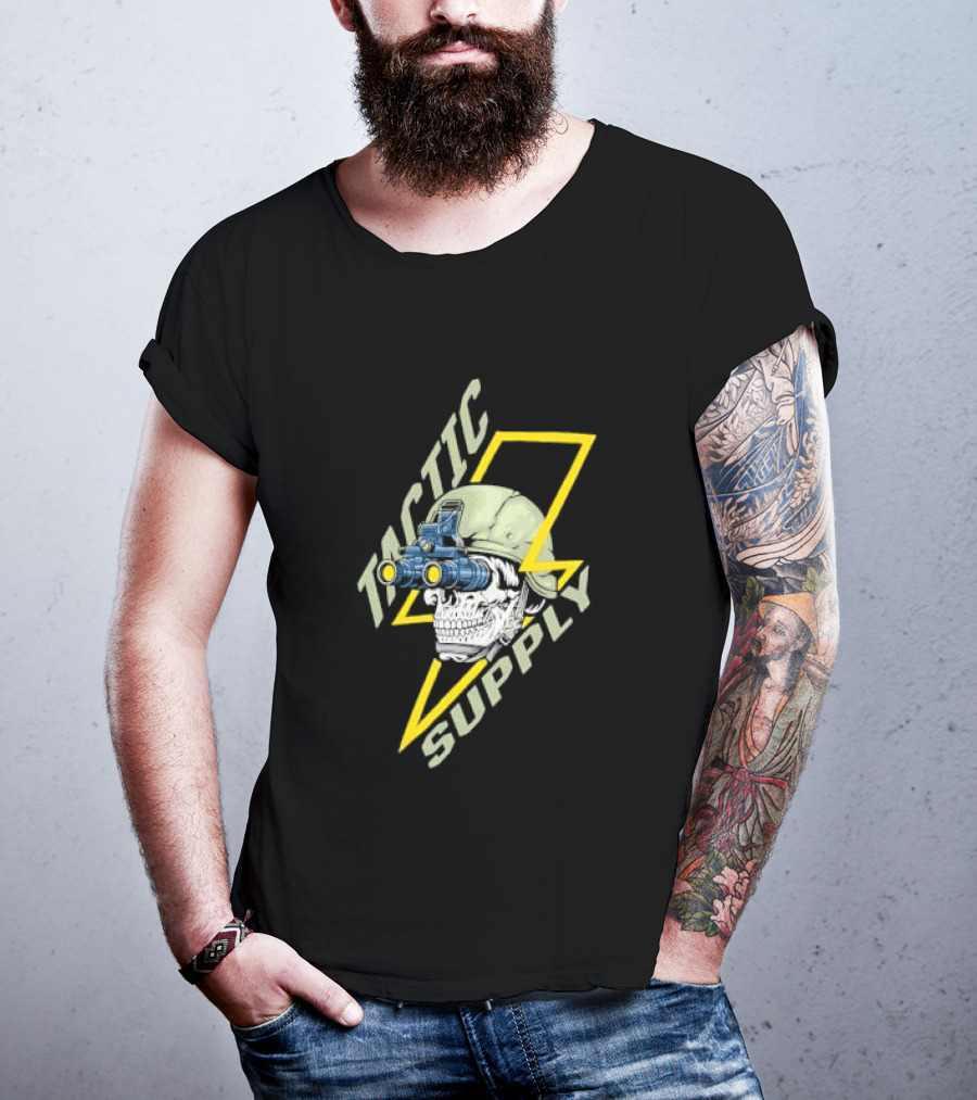 Tactical Skull Tactic Supply Night Vision Helmet Lightning Bolt T-Shirt