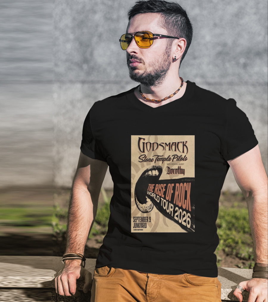 Godsmack Stone Temple Pilots Dorothy Special Guest September 9 Junkyard The Rise Of Rock World Tour 2026 T-Shirt