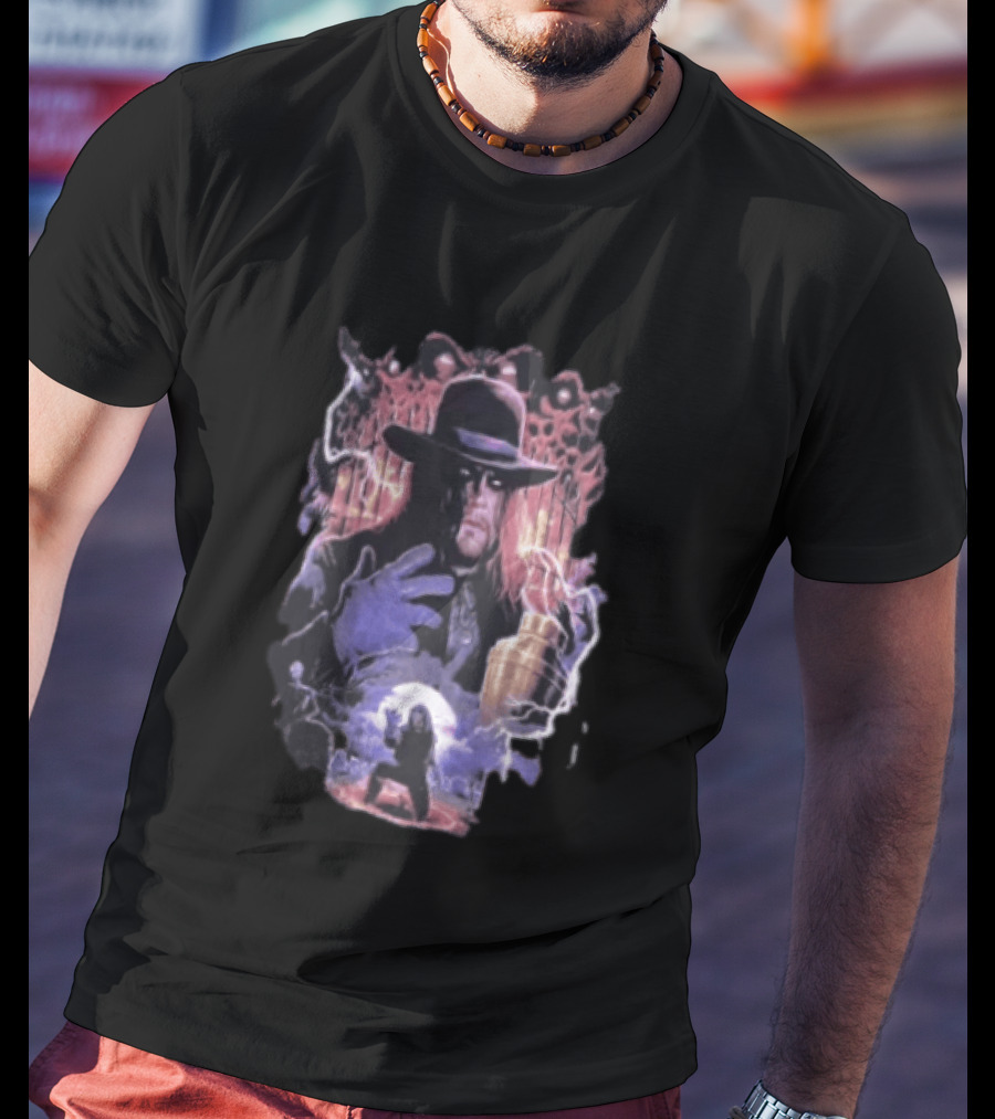 The Undertaker WWE Wrestler Vintage Style With Lightning And Urn T-Shirt