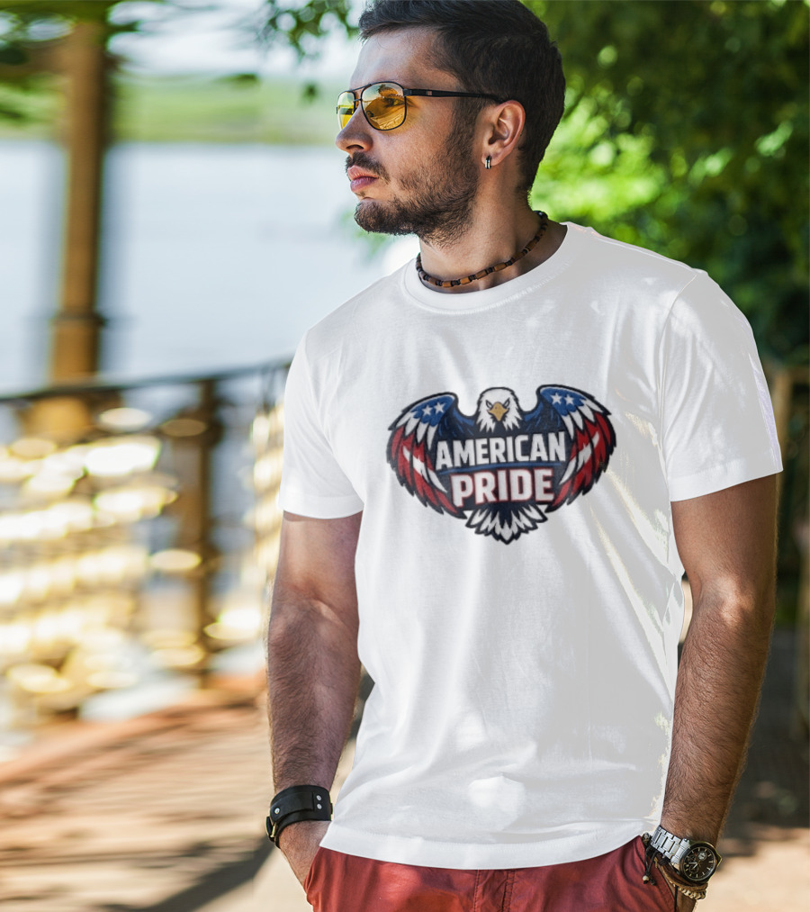 American Pride Bald Eagle Wings Stars And Stripes Flag T-Shirt