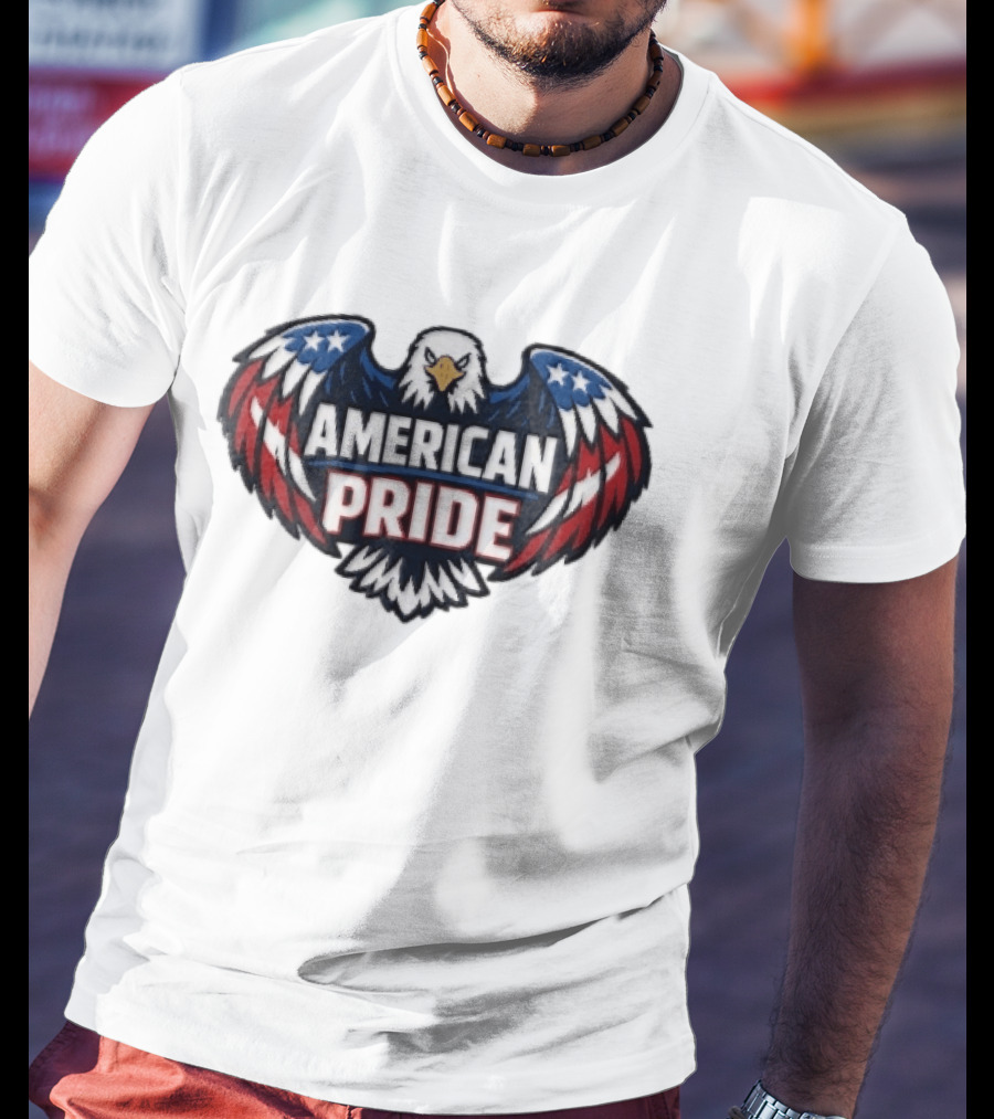 American Pride Bald Eagle Wings Stars And Stripes Flag T-Shirt