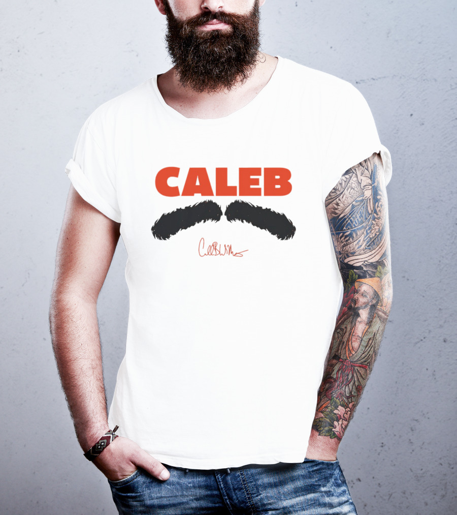 Caleb Mustache Red Text Signature T-Shirt