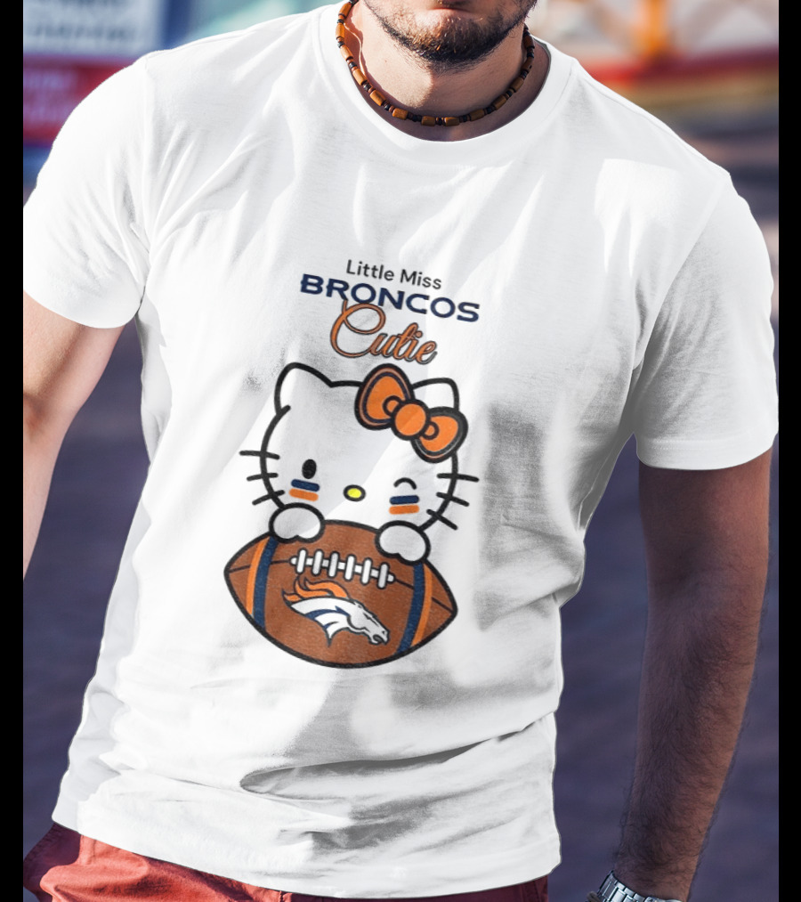 Little Miss Broncos Cutie Hello Kitty Football Fan T-Shirt