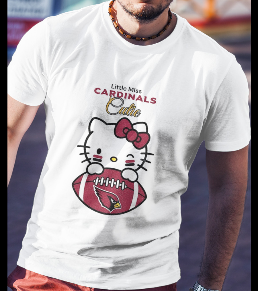 Little Miss Cardinals Cutie Hello Kitty Football T-Shirt
