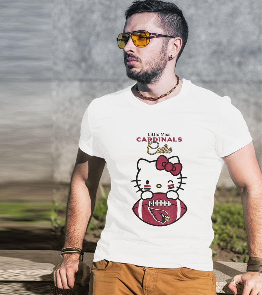 Little Miss Cardinals Cutie Hello Kitty Football T-Shirt