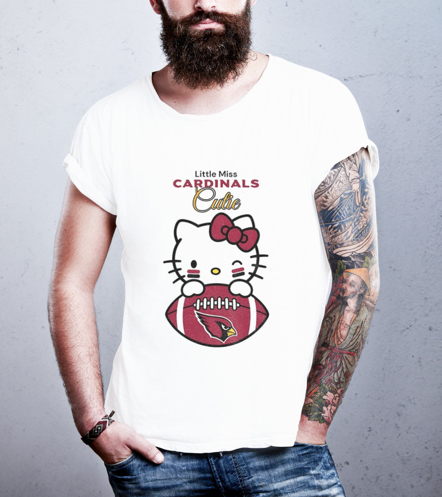 Little Miss Cardinals Cutie Hello Kitty Football T-Shirt