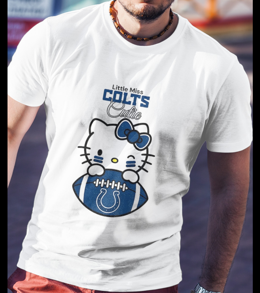 Little Miss Colts Cutie Hello Kitty Football T-Shirt