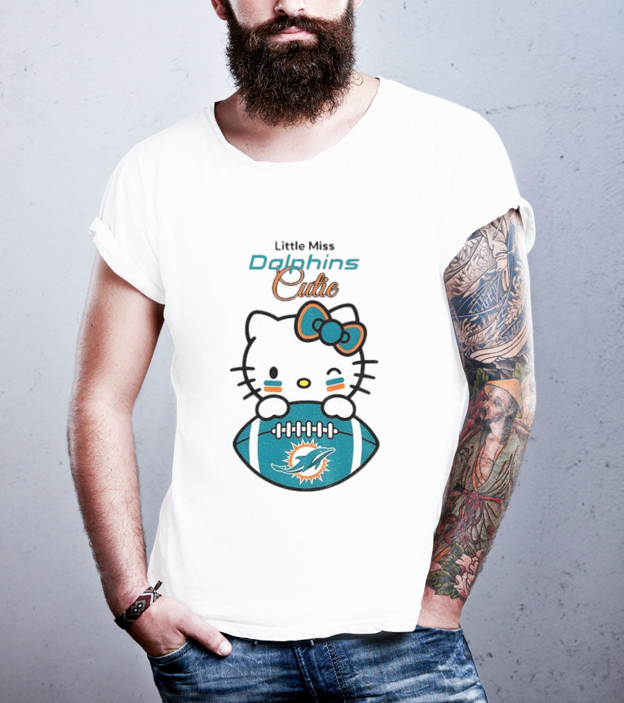 Little Miss Dolphins Cutie Hello Kitty Football T-Shirt
