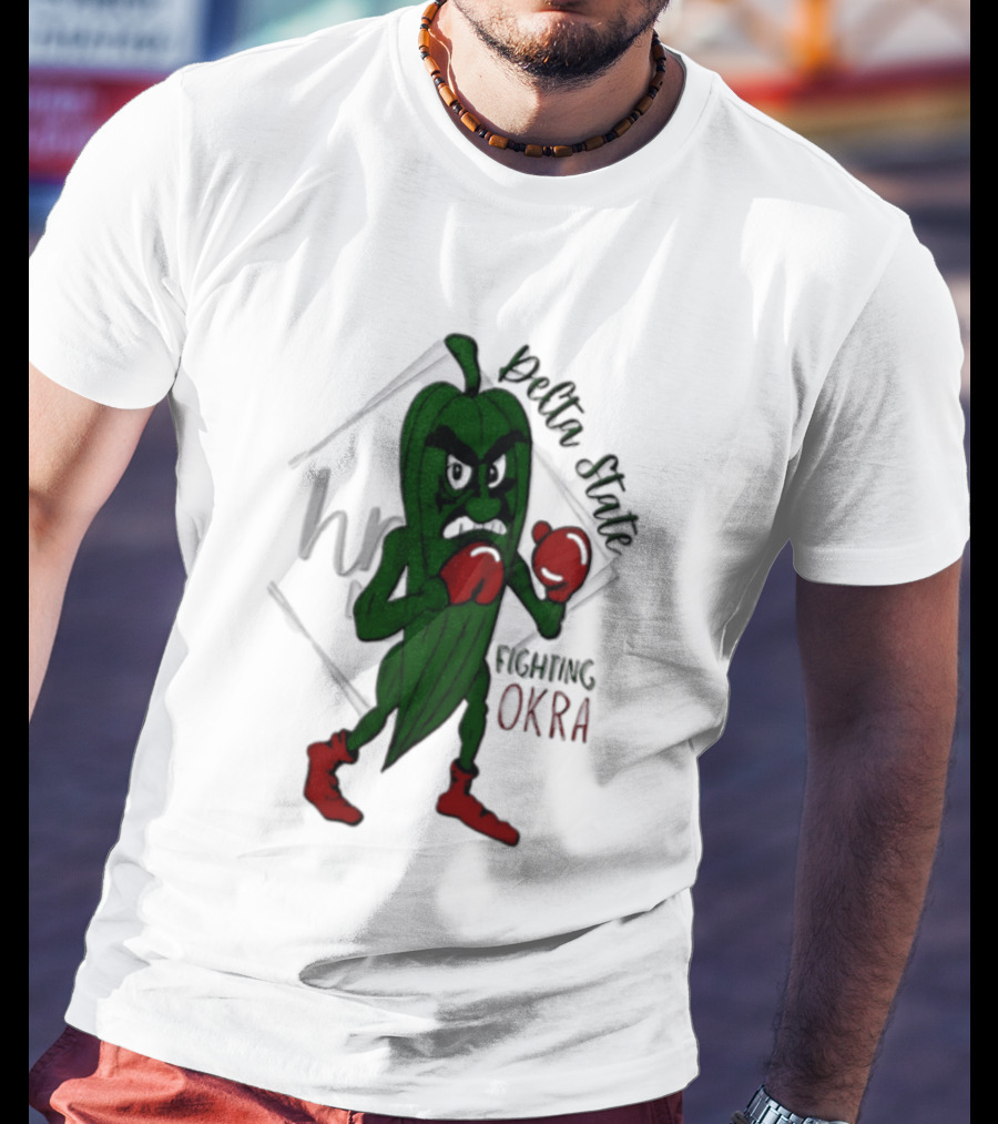Delta State Fighting Okra Punching Mascot With Boxing Gloves And Boots T-Shirt