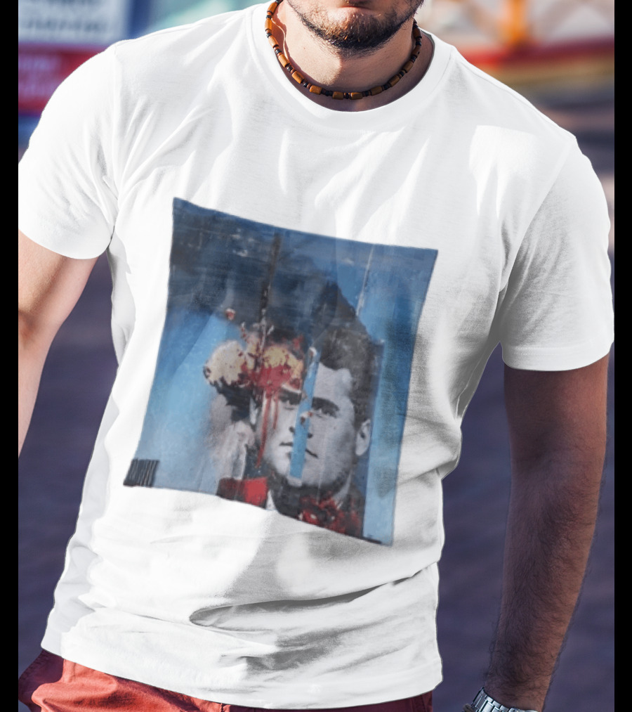Explosion Face Collage Tower Crew Neck Short Sleeve T-Shirt