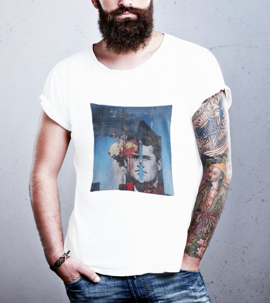 Explosion Face Collage Tower Crew Neck Short Sleeve T-Shirt