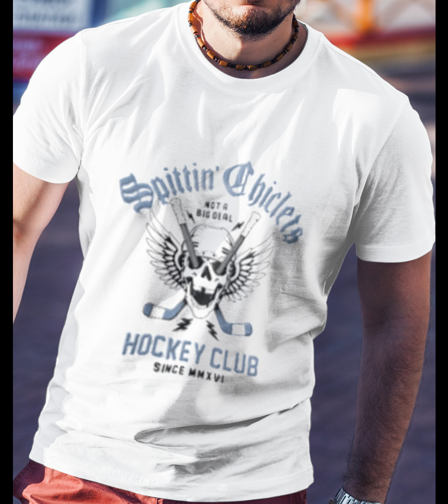 Spittin' Chiclets Winged Skull Helmet Hockey Club Since MMXVI T-Shirt