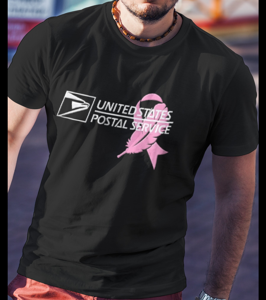 United States Postal Service Pink Breast Cancer Awareness Feather Ribbon T-Shirt