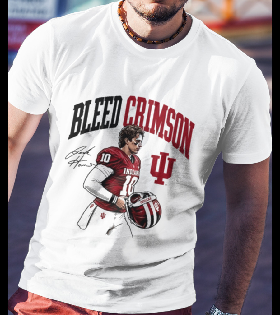Bleed Crimson IU Football Number 10 Player Signature T-Shirt
