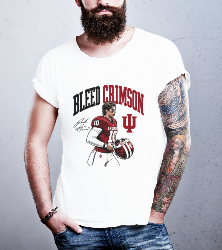 Bleed Crimson IU Football Number 10 Player Signature T-Shirt
