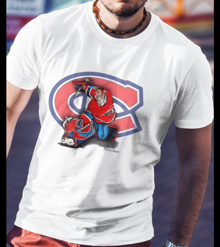 Montreal Canadiens Mathieu Garon NHL Hockey Goalie Action Pose T-Shirt