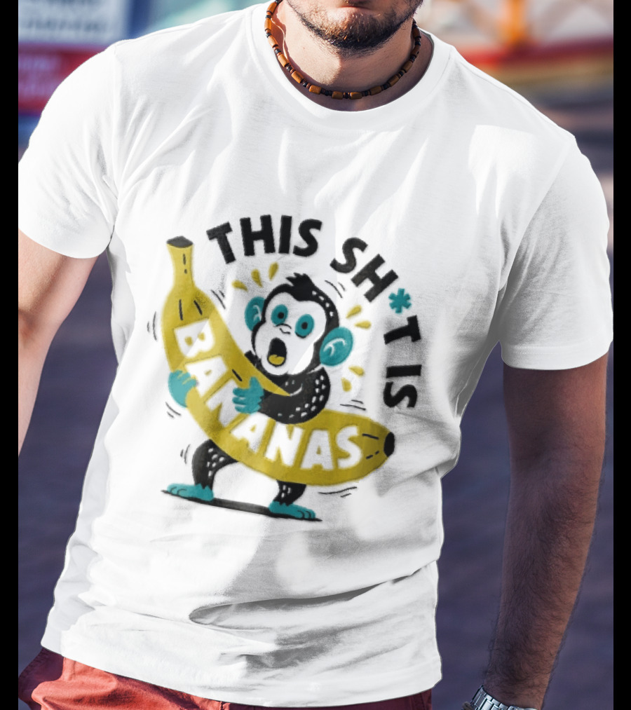 This Shit Is Bananas Surprised Monkey Holding Giant Fruit T-Shirt
